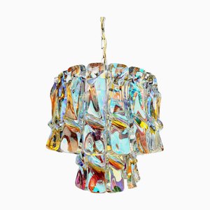 Lampadario vintage in vetro di Murano iridescente di Vistosi, anni '60
