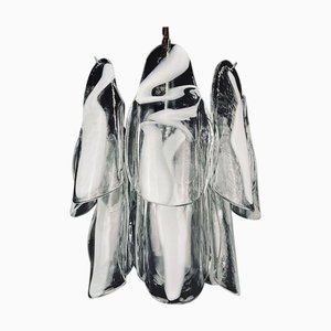 Lampadario in vetro di Murano bianco di Mazzega, anni '60