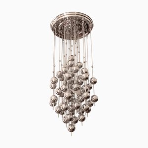 Lustre Swiss Ball Cascade de l'ère spatiale en Chrome dans le style de Verner Panton, 1970s
