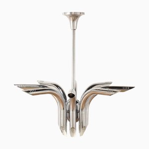 Lustre Pipe Vintage en Chrome par Goffredo Reggiani, Italie, 1980s