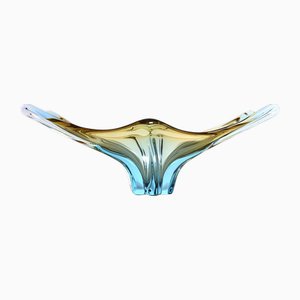 Mehrfarbige hellblaue Obstschale aus Kunstglas, 1970er