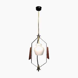 Italian Opaline Hanging Lamp from Stilnovo, 1960s