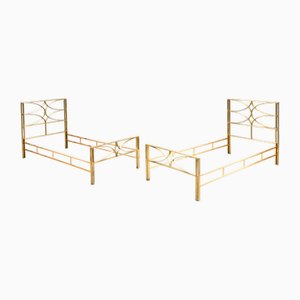 Letti vintage in ottone, Italia, anni '70, set di 2