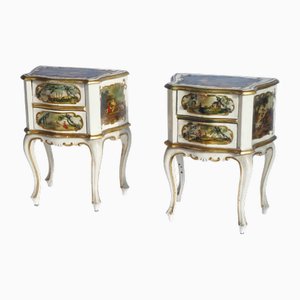 Vintage Baroque Nightstands with Romantic Scenes, Set of 2