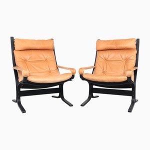Set of Siesta Lounge Chairs in Leather by Ingmar Relling for Westnofa, 1970s