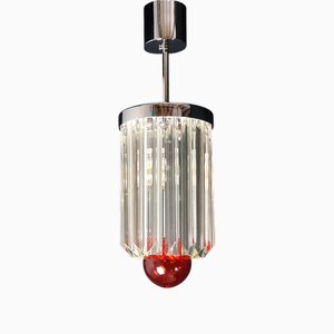Vintage Hanging Lamp with Trihedral Murano Glass and Blown Glass Sphere, 1972