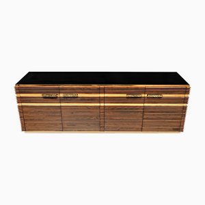 Mid-Century Modern Italian Brass and Teak Sideboard, 1970s