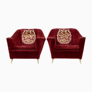 Mid-Century Modern Italian Armchairs attributed to Ariberto Colombo, 1950s, Set of 2