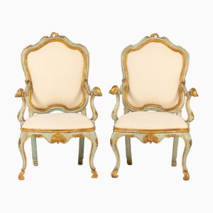 Set of Antique Italian Painted Chairs, 1700s