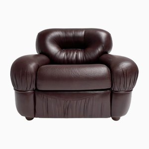 Sillón italiano de cuero de Sapporo, años 70