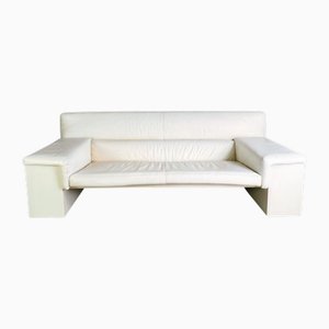 Canapé Trois Places en Cuir Blanc par Cini Boeri, 1980