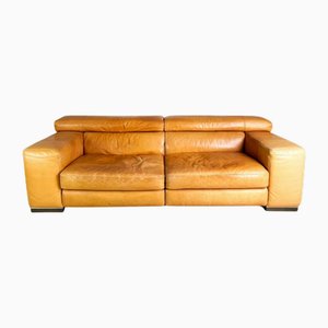 Three-Seater Sofa in Brown Leather from Natuzzi