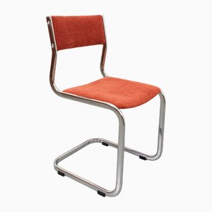 Vintage Sled Chair in Chromed Metal and Fabric, 1970s