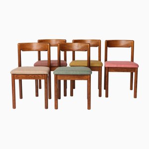 Vintage Dining Chairs in Dark Oak, 1970s, Set of 5