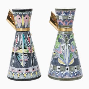 Swedish Wall Lights in Hand Painted Ceramic, 1960, Set of 2