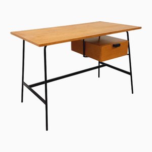 Vintage Desk in Oak and Black Metal by Pierre Paulin, 1960s