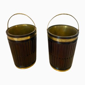 Große antike irische Holzeimer aus Mahagoni, 1880, 2er Set