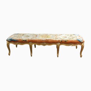 Large Louis XV Style Gilded Wooden Bench, 1980s
