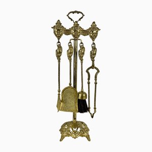 Set de Cheminée Vintage en Bronze, Set de 4