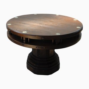 Antiker runder Spieltisch aus geschnitztem Holz, 1900er