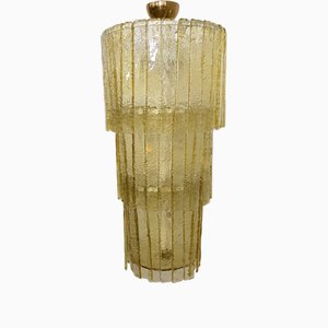 Lámpara de araña dorada de cristal de Murano, Italia, años 80