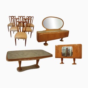 Mid-Century Modern Dining Room Set by Vittorio Dassi, 1950s, Set of 9