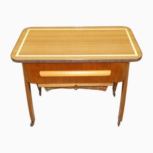 Small Furniture Sewing Box on Wheels with Storage, 1950s