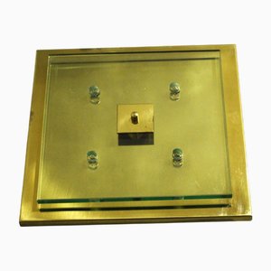 Brass and Glass Ceiling Lamp from Hillebrand Lighting, 1990s