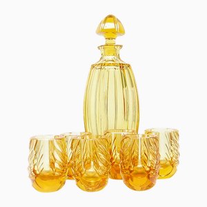 Art Deco Spirituosen Set von Moser, Tschechoslowakei, 1930er, 7er Set