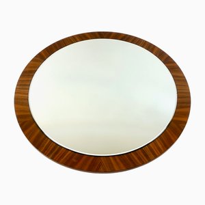 Runder Mid-Century Moderner Wandspiegel aus Teak, 1960er