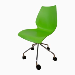 Grüner Italienischer PP Schreibtischstuhl mit Stahlgestell von Vico Magistretti für Kartell, 1990er