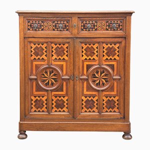 Antique French Oak Parquetry Marquetry Inlay Cupboard, 1790