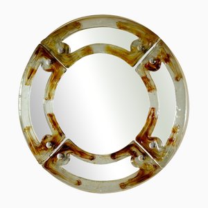 Mid-Century Modern Round Murano Glass Mirror by Mazzega, 1960s
