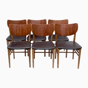 Dining Chairs in Teak and Oak by Nils & Eva Koppel for Slagelse Møbelværk, 1950s, Set of 6