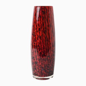 Red and Black Spatter Glass Vase from Norleans, 1960s