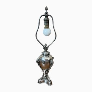 Lampada in metallo argentato, fine XIX secolo