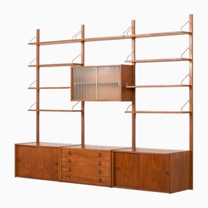 Dänisches Mid-Century Teak Wandregal mit 3 Ablagen im Stil von Poul Cadovius, Dänemark, 1960er