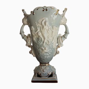 Barocke Vase mit Griffen in Weiß, 1950er
