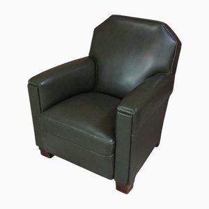 Club Chair in Wood and Imitation Leather, 1930s