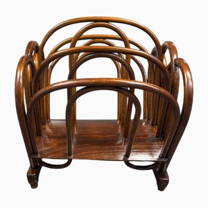Antique Art Nouveau Bentwood Newspaper Stand from Thonet, 1890s
