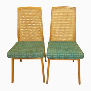 Chairs with Wooden Backrest and Viennese Wickerwork, 1960s, Set of 2