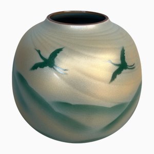Japanische Vase mit Kranichen Saikyū-Gama, 1980