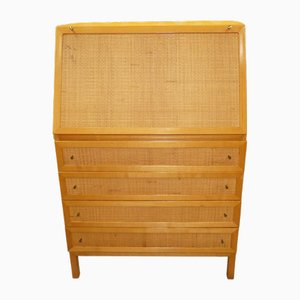 Light Wood and Rattan Secretary, 1970s