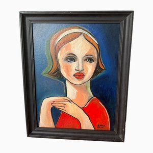 After Bela Kadar, Mid-Century Modern Composition, Oil Painting, 1950s, Framed