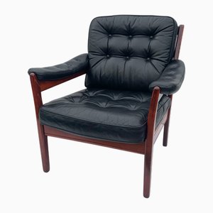 Vintage Black Leather Easy Chair from Gote Mobler, 1970