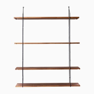 Black Shelving System with For Walnut Shelves