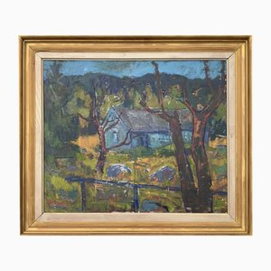 Svan Grandin, Large Landscape, 1950s, Oil on Canvas, Framed
