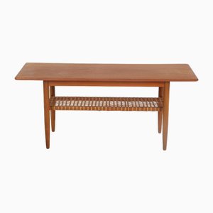 Danish Teak with Woven Shelf Coffee Table, 1950s