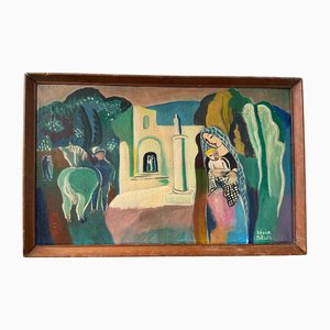After Bela Kadar, Mid-Century Modern Composition, Oil Painting, 1950s, Framed