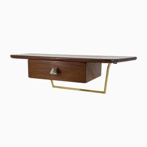 Mid-Century Modern Teak & Messing Tastenkonsole, 1950er